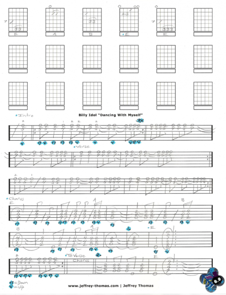 Billy Idol Dancing With Myself Free Guitar Tab by Jeffrey Thomas