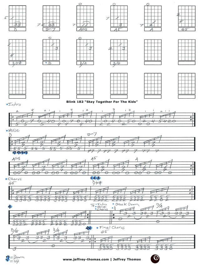 Blink 182 Stay Together For The Kids Free Guitar Tab by Jeffrey Thomas