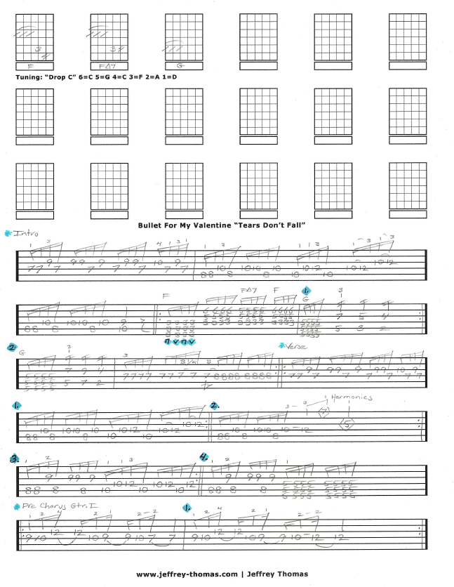 Bullet For My Valentine Tears Don't Fall Free Guitar Tab by Jeffrey Thomas