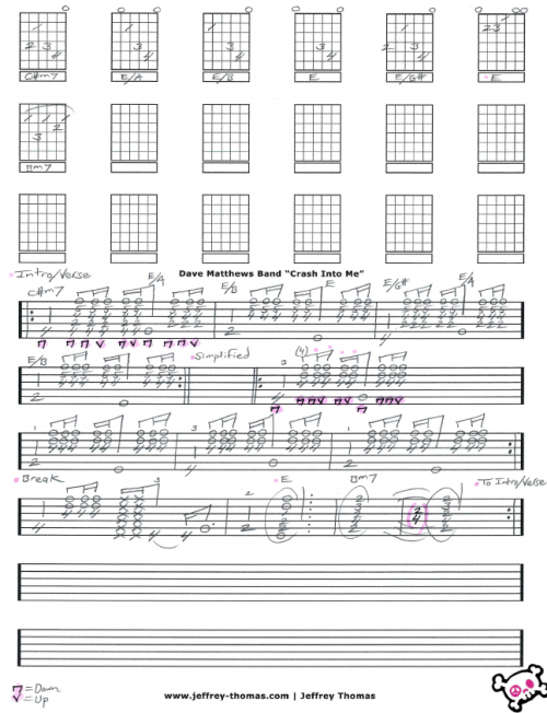 Dave Matthews Band Crash Into Me Free Guitar Tab by Jeffrey Thomas