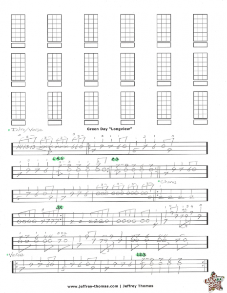 Green Day Longview Free Bass Tab by Jeffrey Thomas