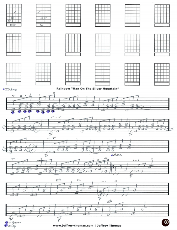Free guitar tab for Man On The Silver Mountain by Rainbow