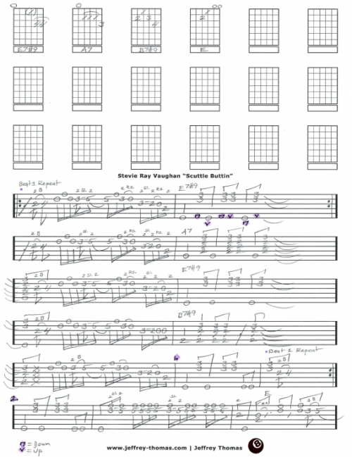 Stevie Ray Vaughan Scuttle Buttin' Free Guitar Tab by Jeffrey Thomas