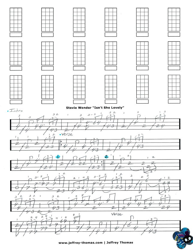 Isn't She Lovely sheet music for ukulele (PDF)