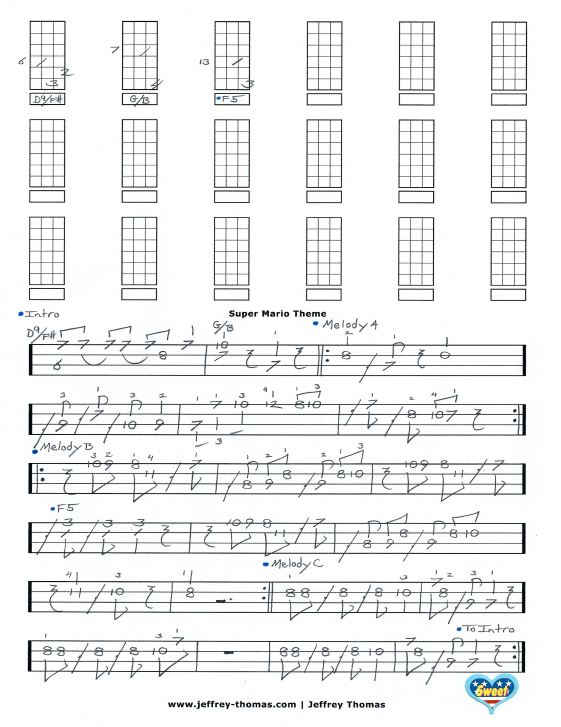 Super Mario Theme Free Ukulele Tab by Jeffrey Thomas