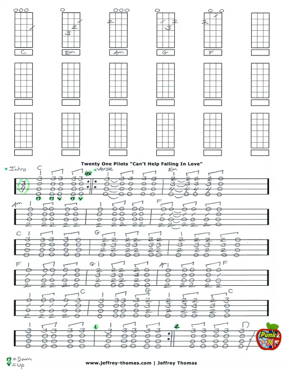 Nieuw Can't Help Falling In Love Free Ukulele Tab 21 Pilots YN-16