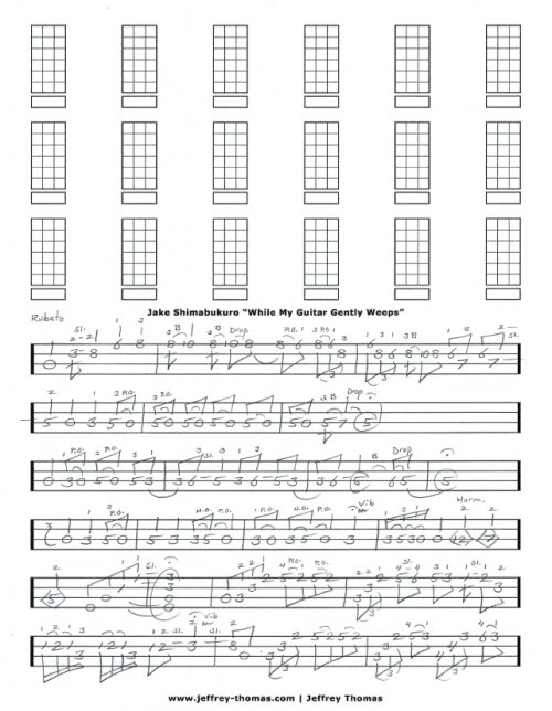 Shimabukuro - While My Guitar Gently Weeps Free Ukulele Tab