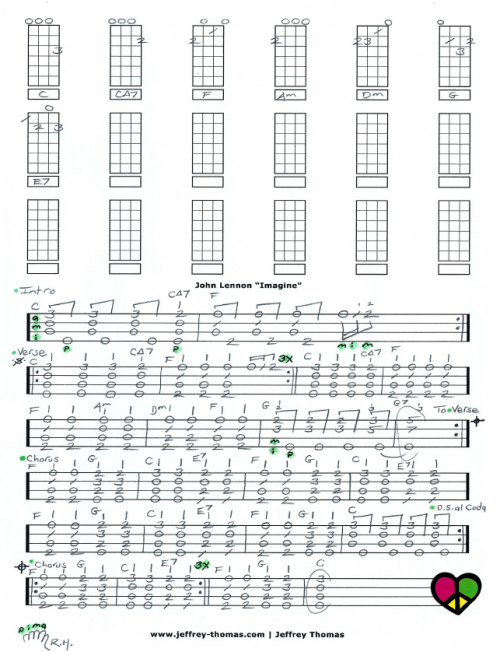 John Lennon - Imagine Free Ukulele Tab by Jeffrey Thomas