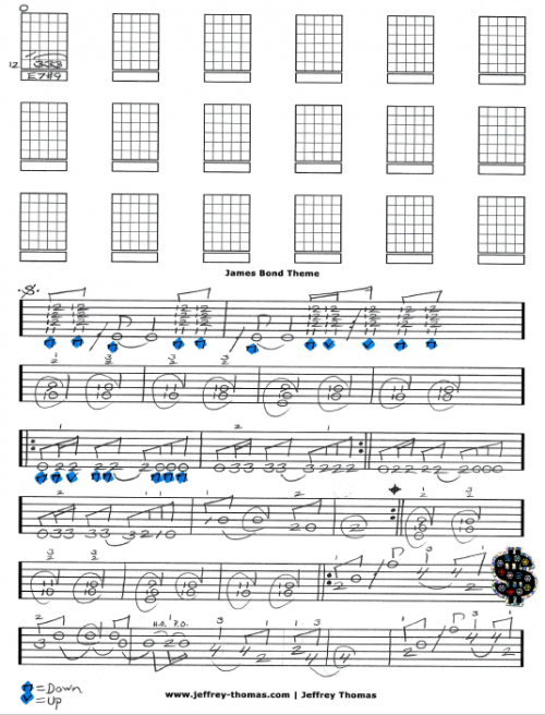 James Bond Theme Free Guitar Tab by Jeffrey Thomas