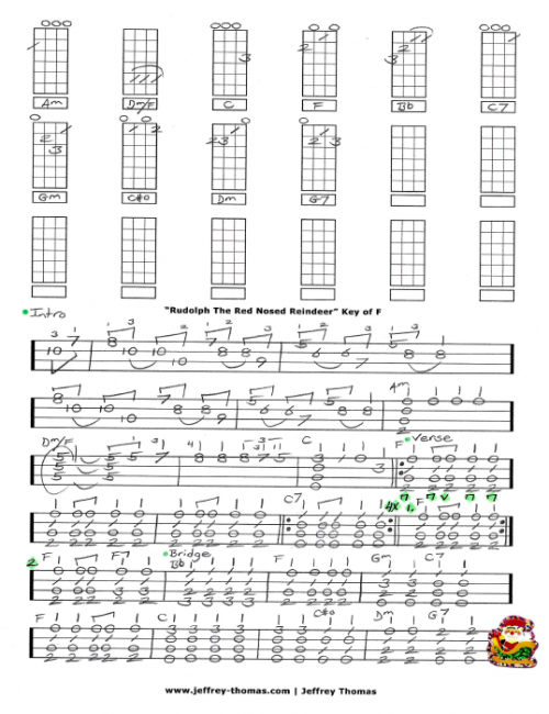 Rudolph The Red Nosed Reindeer Free Ukulele Tab by Jeffrey Thomas