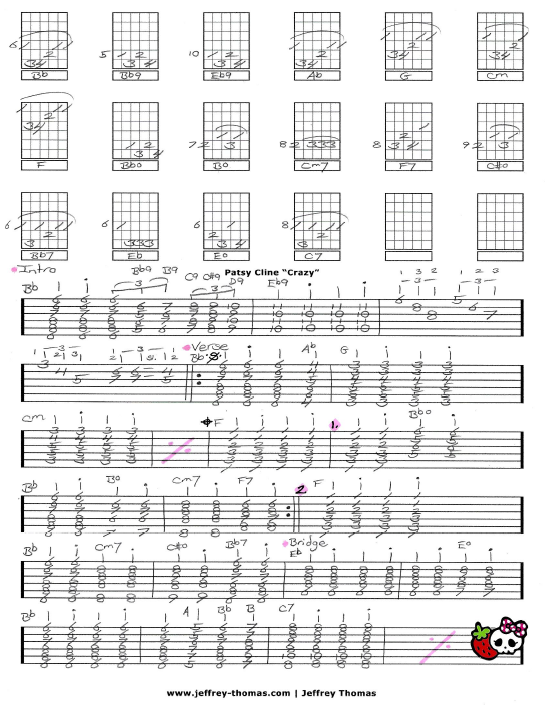 Patsy Cline Crazy Free Guitar Tab By Jeffrey Thomas
