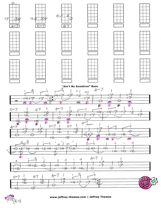 Bill Withers Ain't No Sunshine Free Bass Tab by Jeffrey Thomas. 