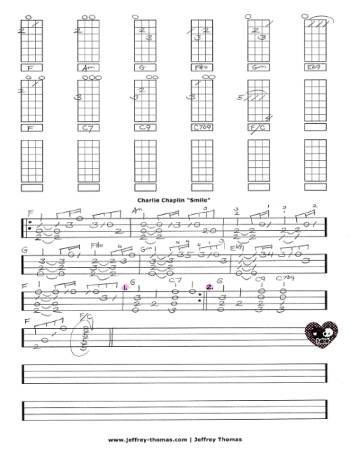 Charlie Chaplin Smile Free Ukulele Tab By Jeffrey Thomas